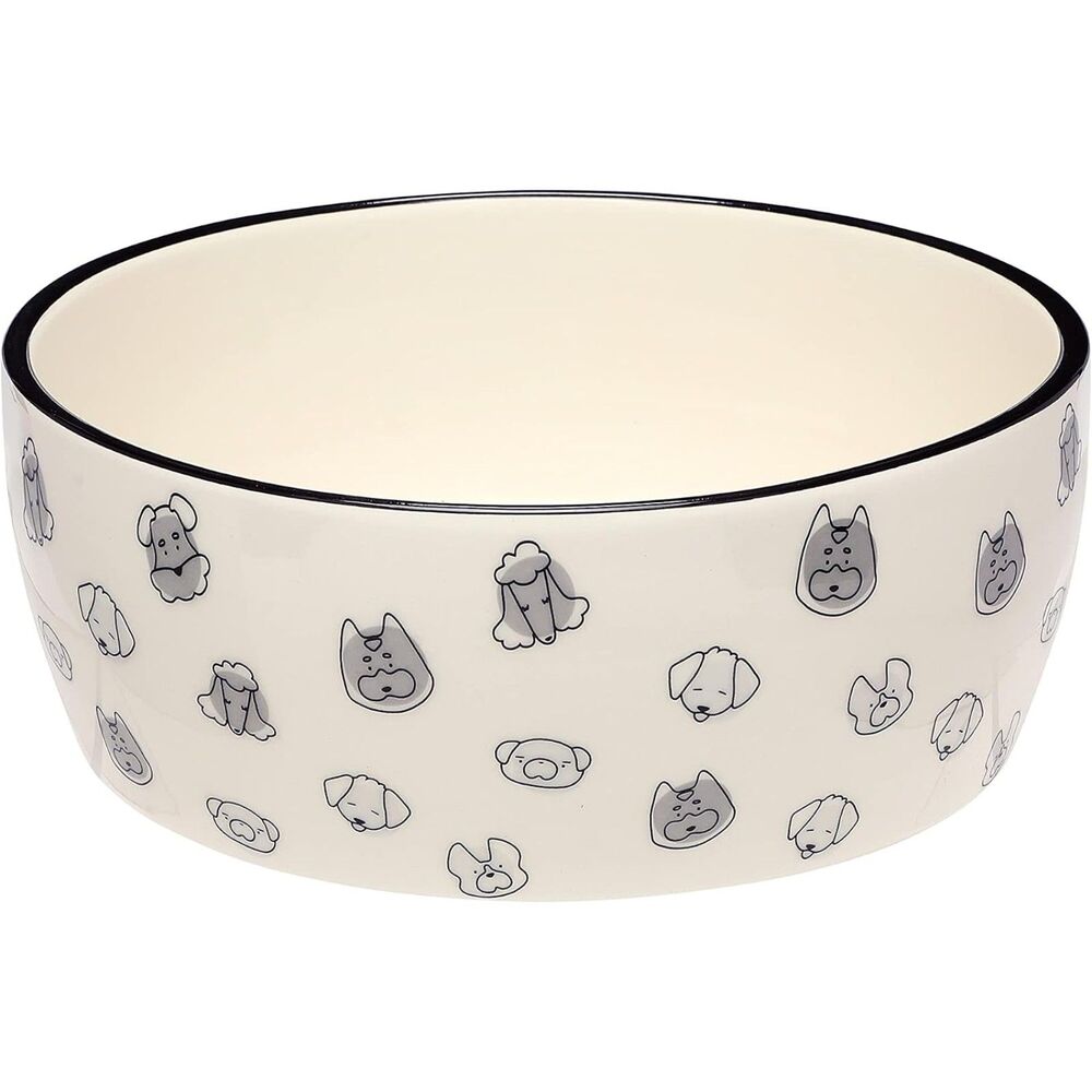 Pearhead Ceramic Dog Bowl Extra Large 8 Cup - Puppy Faces Pattern, XL 64 oz